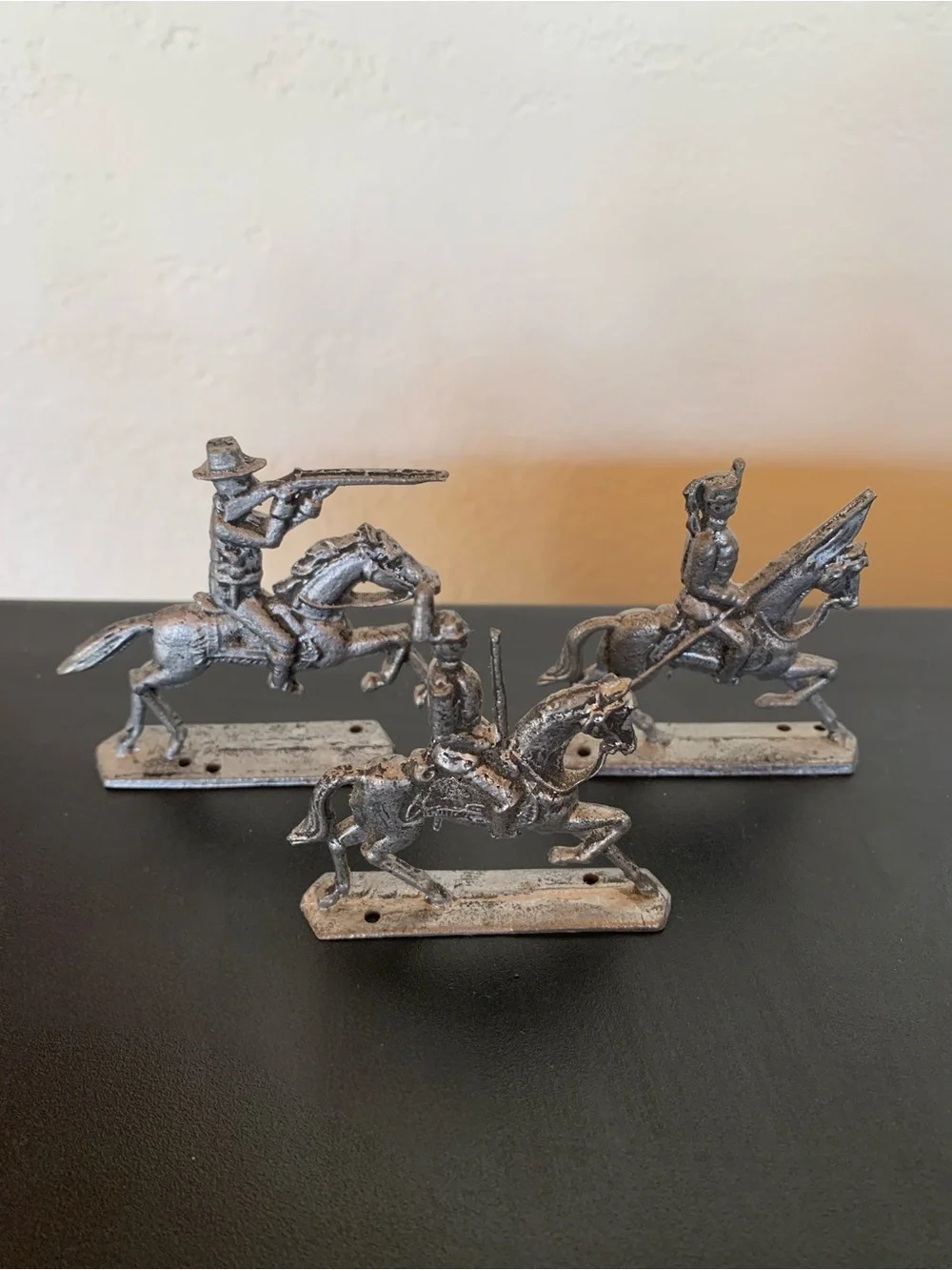 Vintage Cast Metal Cavalry Toy Soldiers - Set of 3 Miniature Cavalry Soldiers
